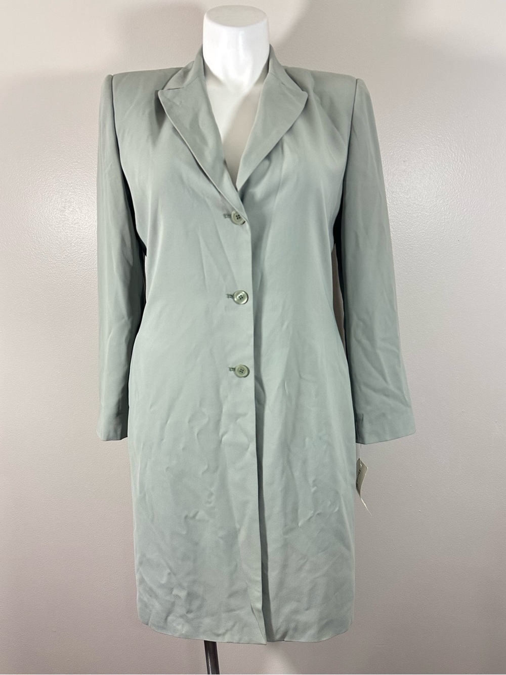 NEW Vintage Harve Bernard Sz 14 Sage Green Longline Blazer Button Front